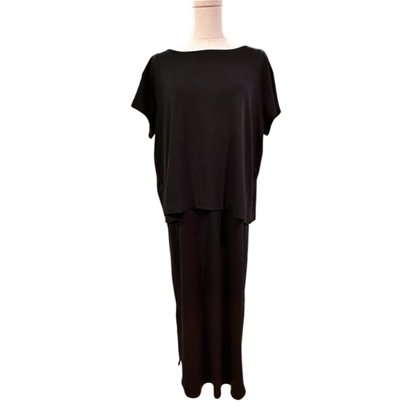 J Jill NWT 2 in 1 Black Sleeveless Maxi Dress w Short Sleeve Cover Medium - Picture 1 of 16